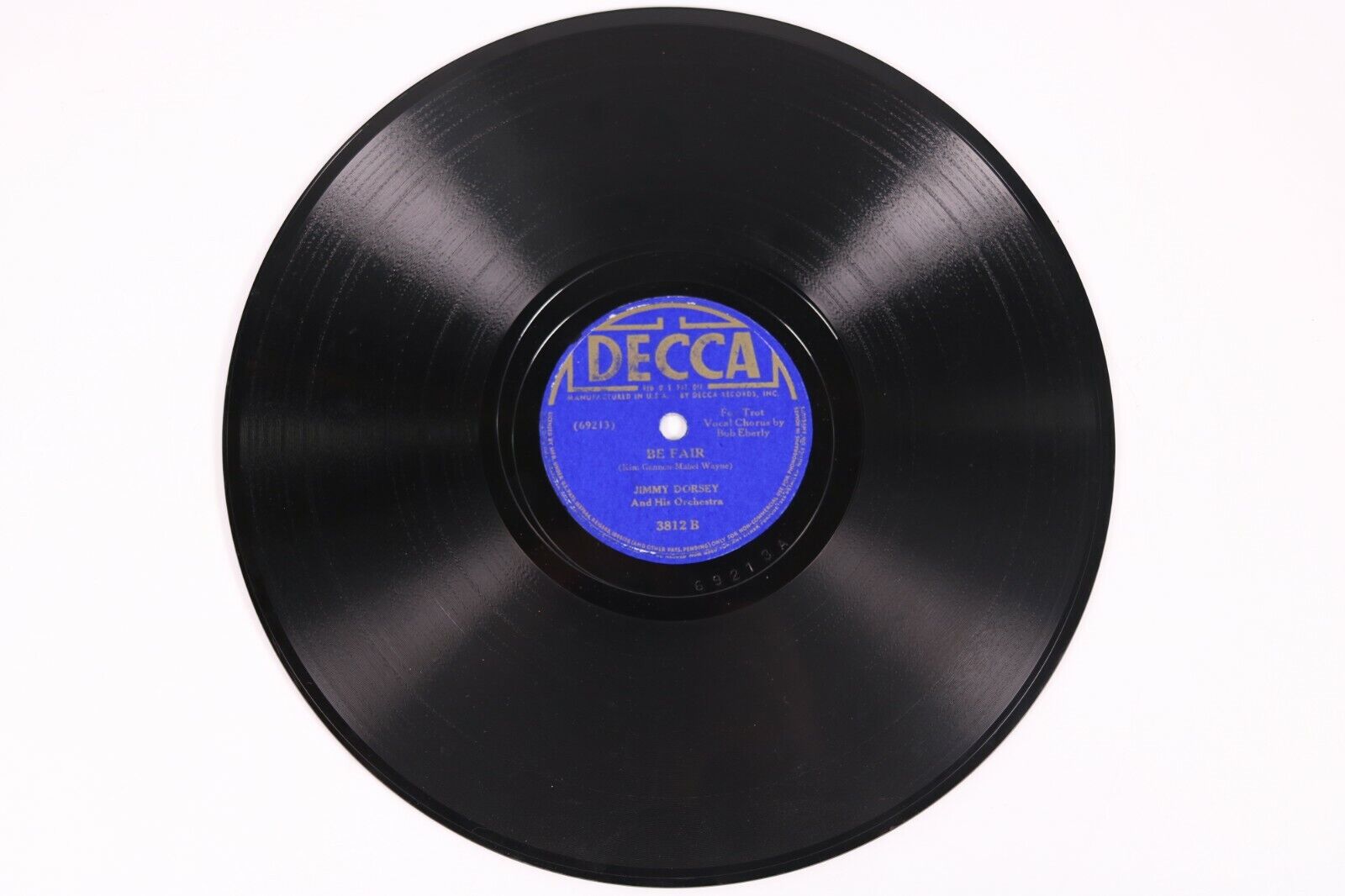 Jimmy Dorsey and His Orchestra A Rose and A Prayer Be Fair Decca 78 RPM Record