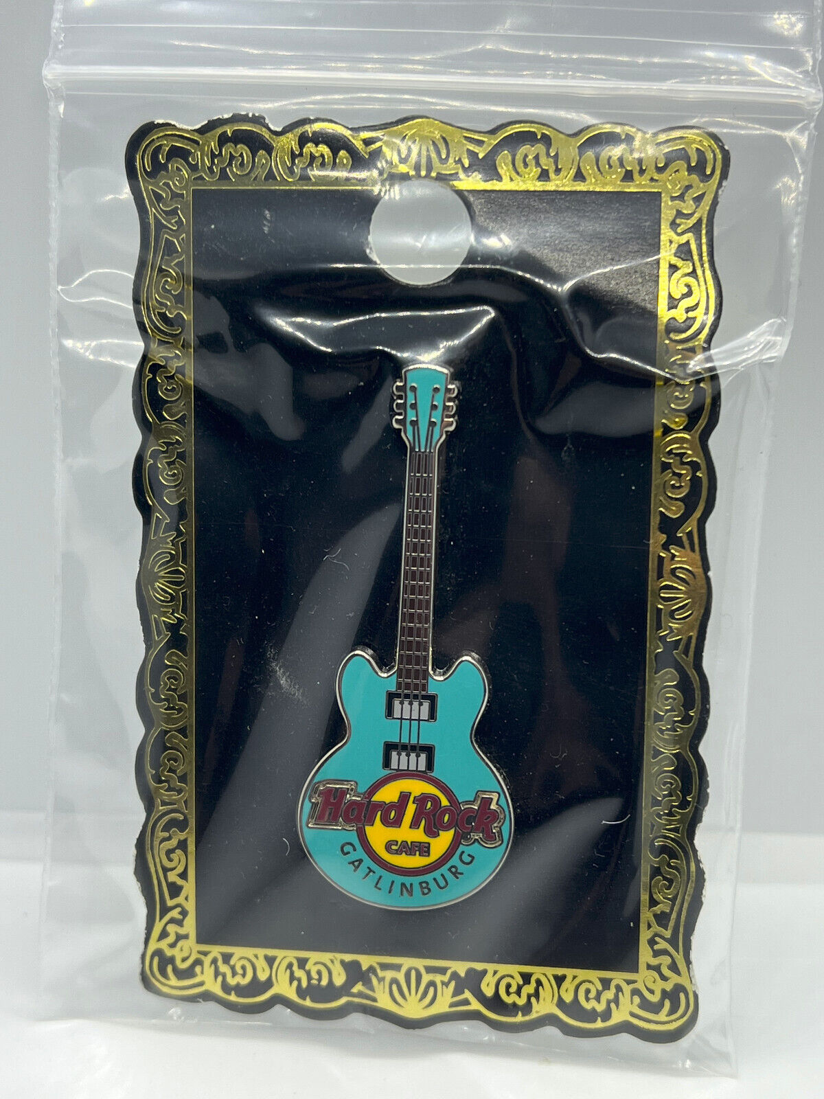 Hard Rock Cafe Gatlinburg Teal Core Guitar Pin on Card