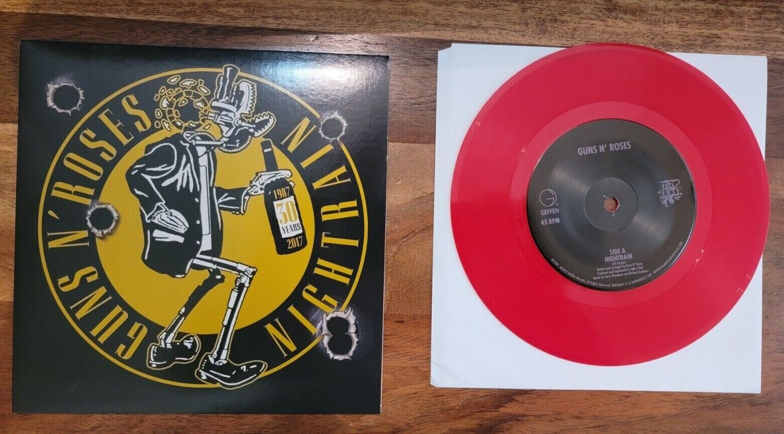 Guns n Roses vinyl Night Train 45 Collectors Single, Mint Condition Red Vinyl