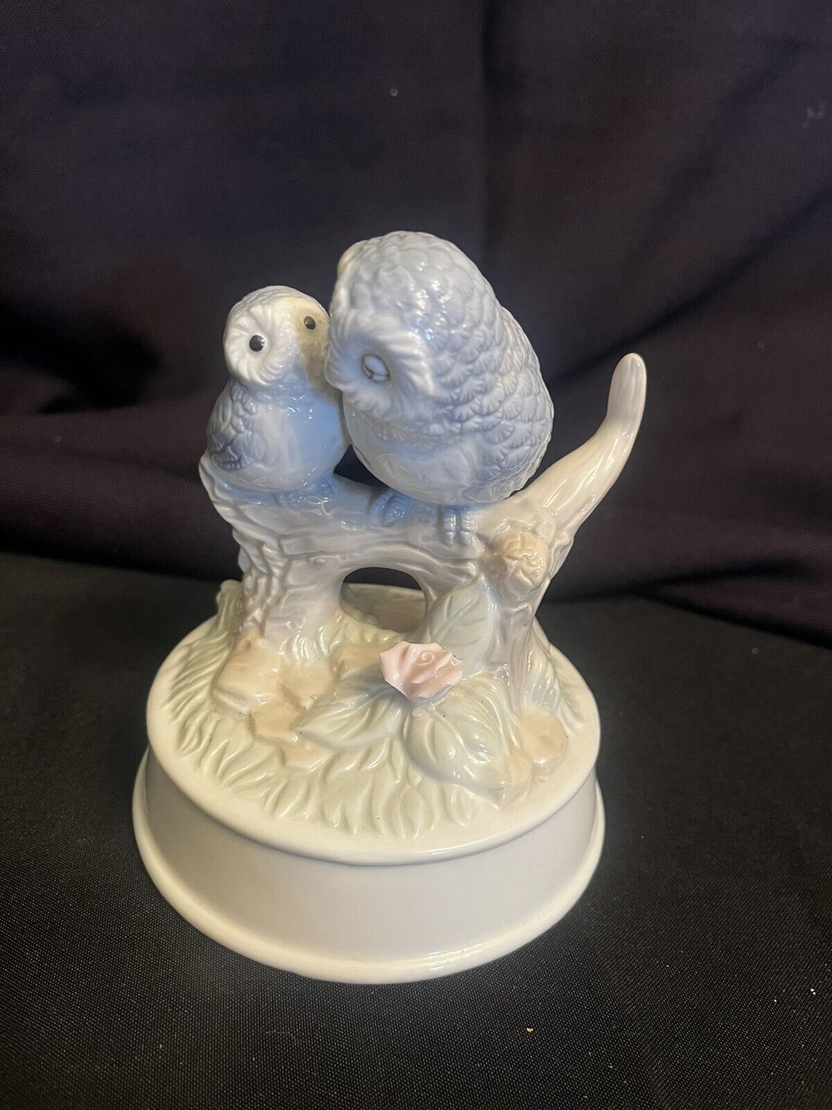 Vintage Otagiri Owls  Ceramic Figurine 6” Tall Missing Music Box.