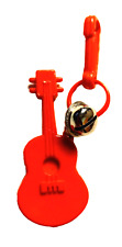 Vintage 1980s Plastic Charm Guitar Red 80s Charms Necklace Clip On Retro picture