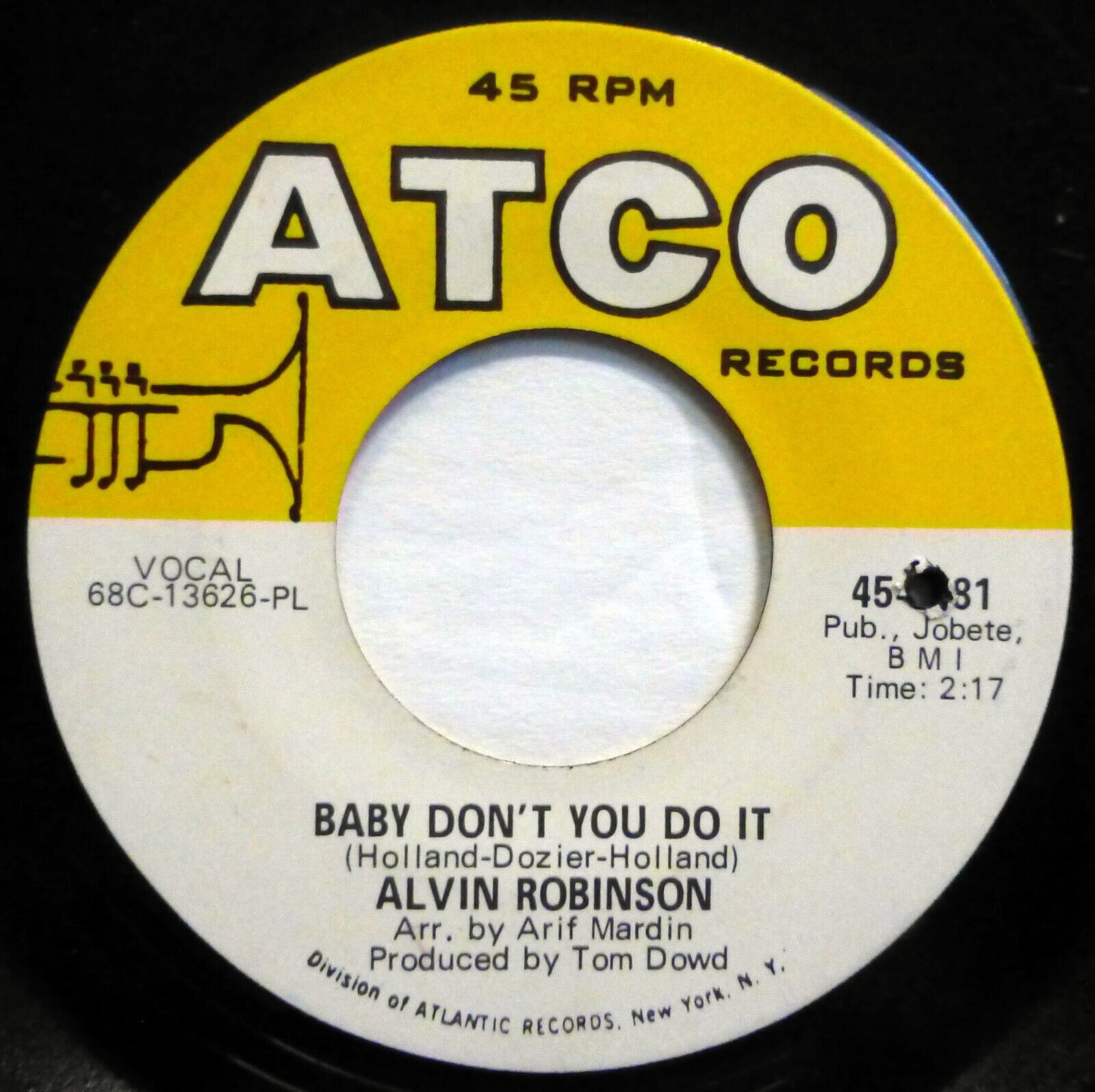 ALVIN ROBINSON 45 Baby Don't You Do It / Let Me Down Easy ATCO soul VG+ ct2488