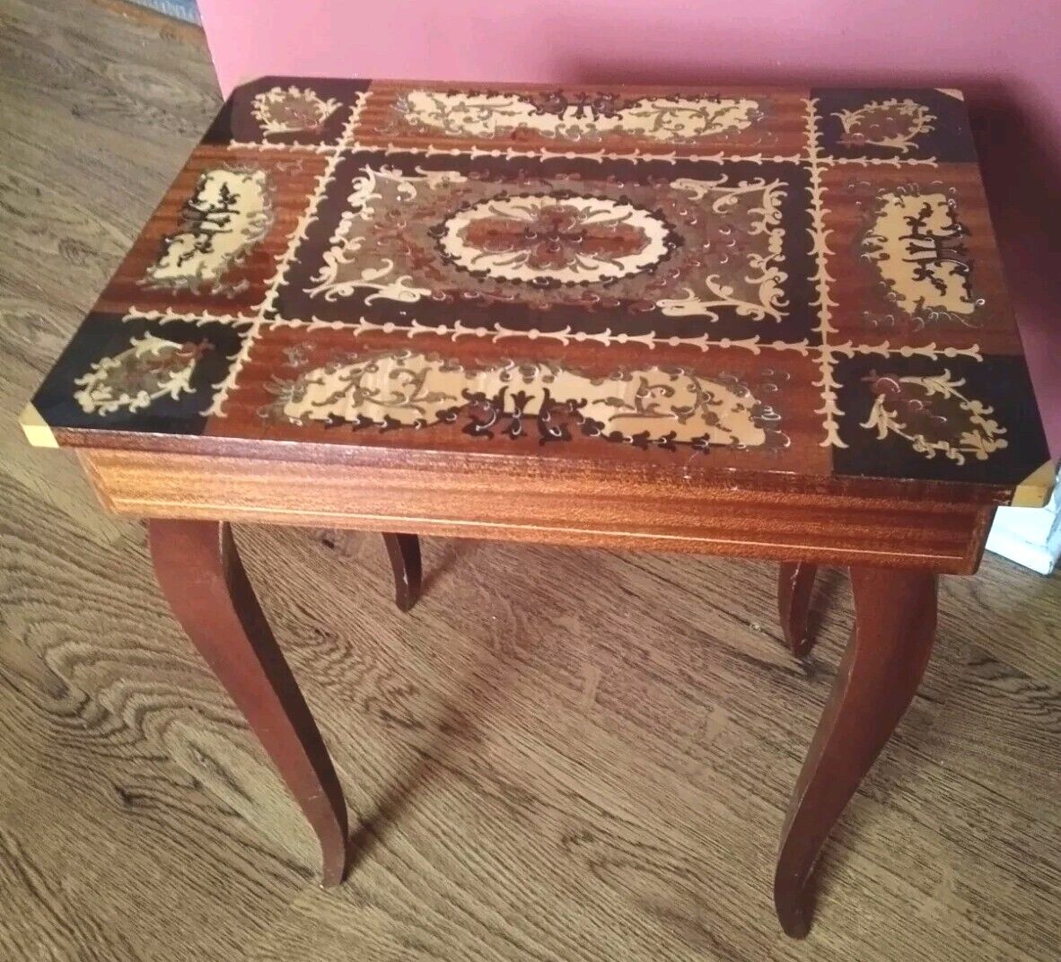 Vintage Sorrento Ware Inlaid Marquetry Music Jewelry Box Side Table Mint Cond
