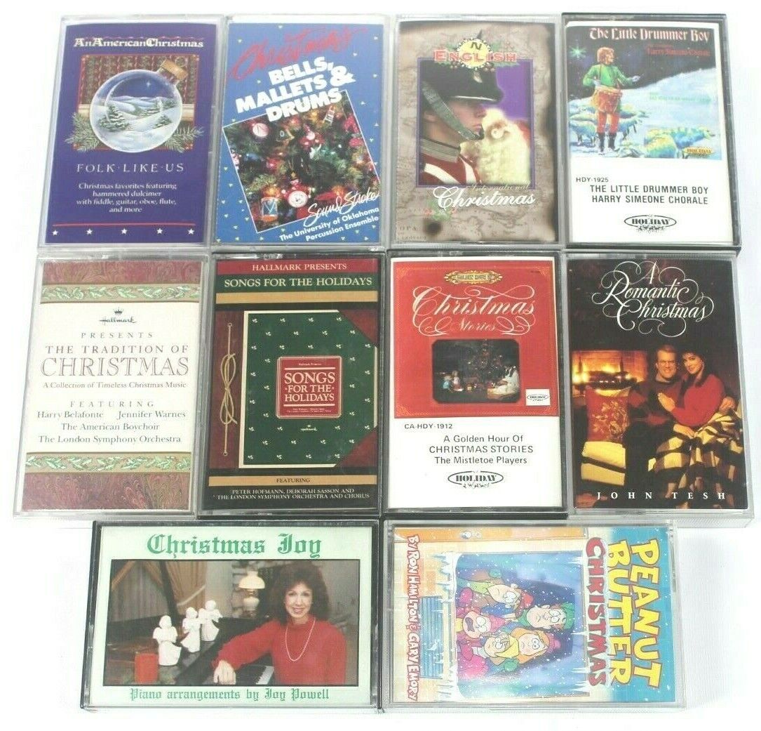 Lot of 10 Christmas Audio Cassettes Hallmark, John Tesh, Peanut Butter, More