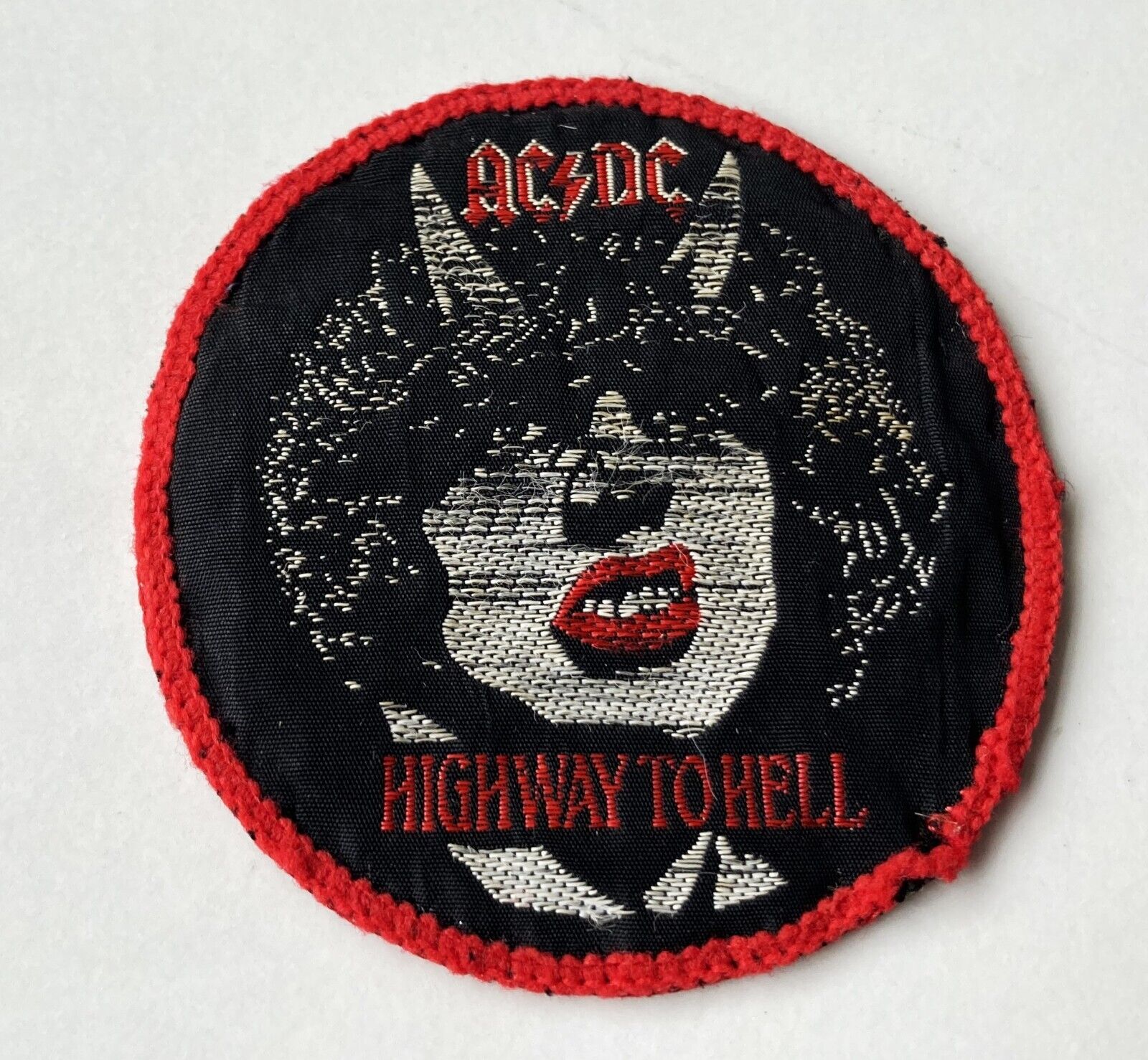 AC/DC HIGHWAY TO HELL VINTAGE SEW ON PATCH FROM THE 1980\'s ANGUS YOUNG VG