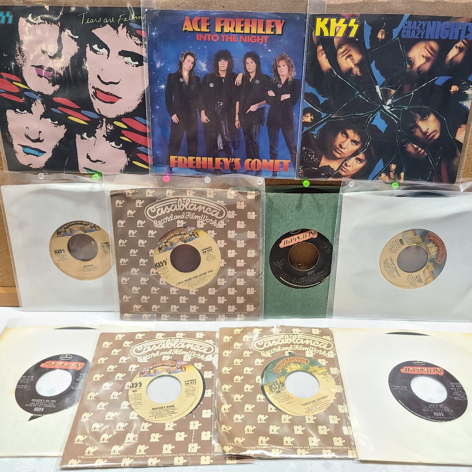 Kiss 45 rpm 7 inch vinyl lot of 11 Crazy Nights Heavens on Fire Frehley\'s #725