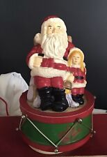 vintage santa music box Plays Santa Is Coming To Town 6 Inches Tall picture