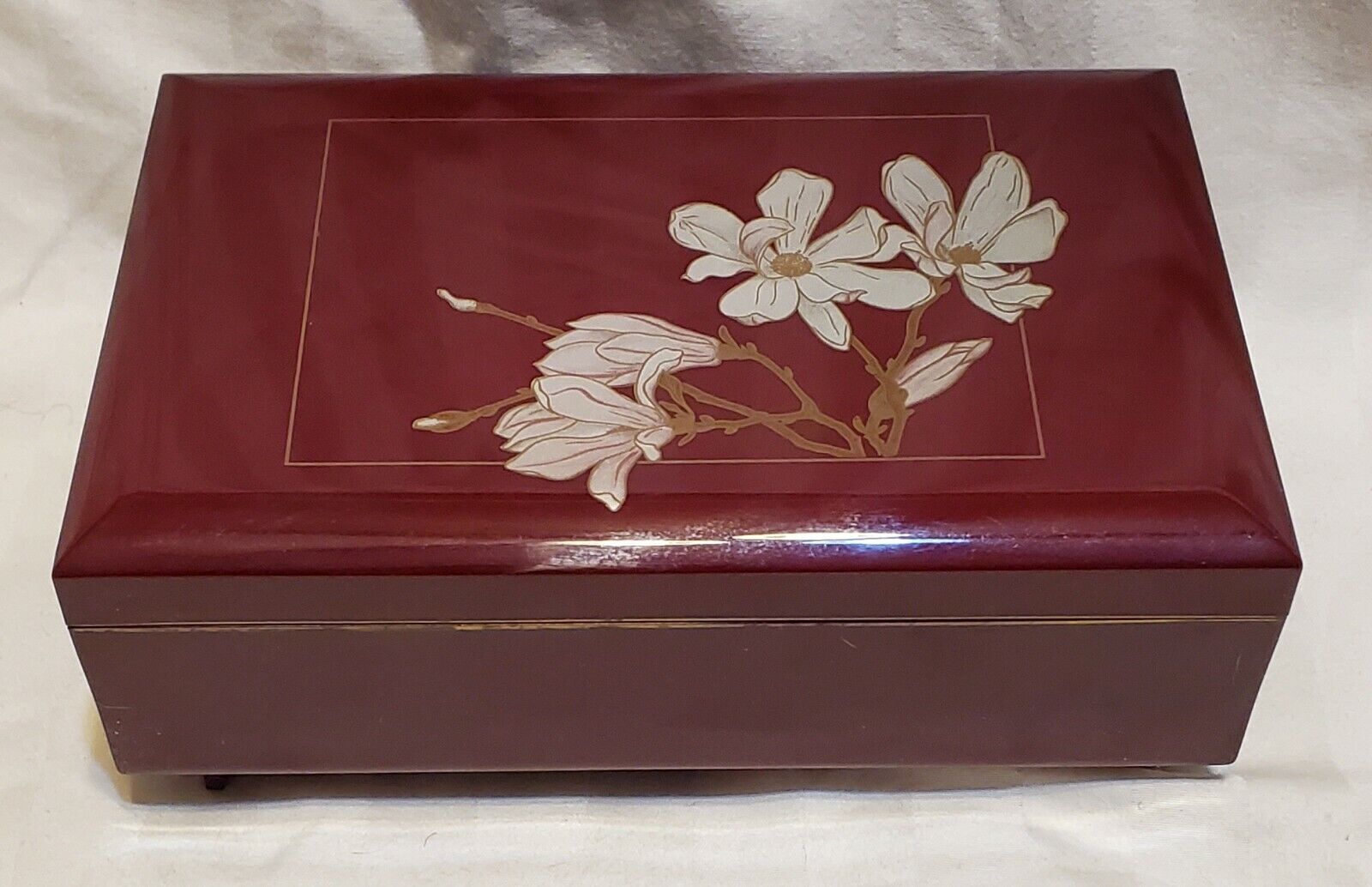 Otagiri Lacquerware Magnolia Jewelry Music Box Japan Vintage Memories