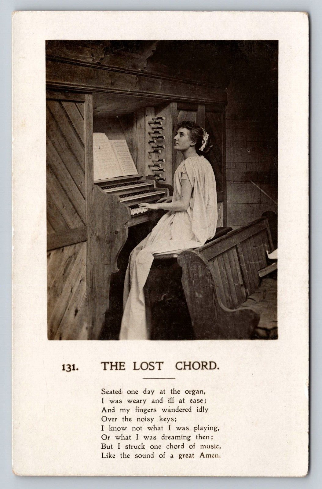 RPPC The Lost Chord Inspirational Lyrics Woman Organ Bamforth Life Model Series