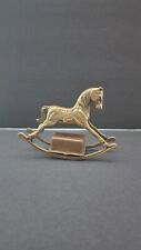 Vintage Solid Yellow Brass Rocking Horse With Wind-up Music Box WORKS GREAT picture