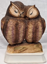 Vintage Gorham Music Box Cuddling Owl Couple 