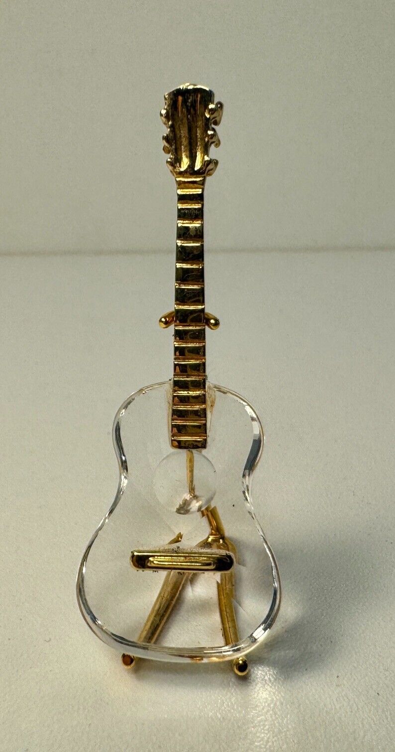 Swarovski Crystal Memories Guitar & Stand w/ Gold Accents   (Box Included)