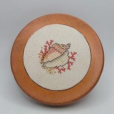 Vintage Reuge Wood Plays Music Swiss Shell Seashell Cross Stitch SEE VIDEO picture
