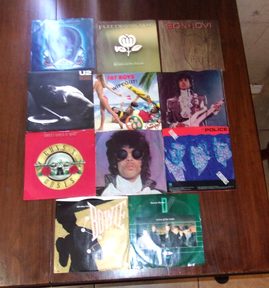 Lot Of 11 - 80s Metal/ Rock 45rpm Records w picture sleeves  NM VINYL