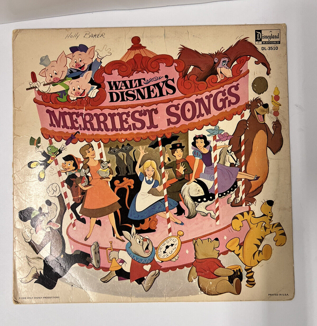 Walt Disney Disney's Merriest Songs OST LP Disneyland Mono VG