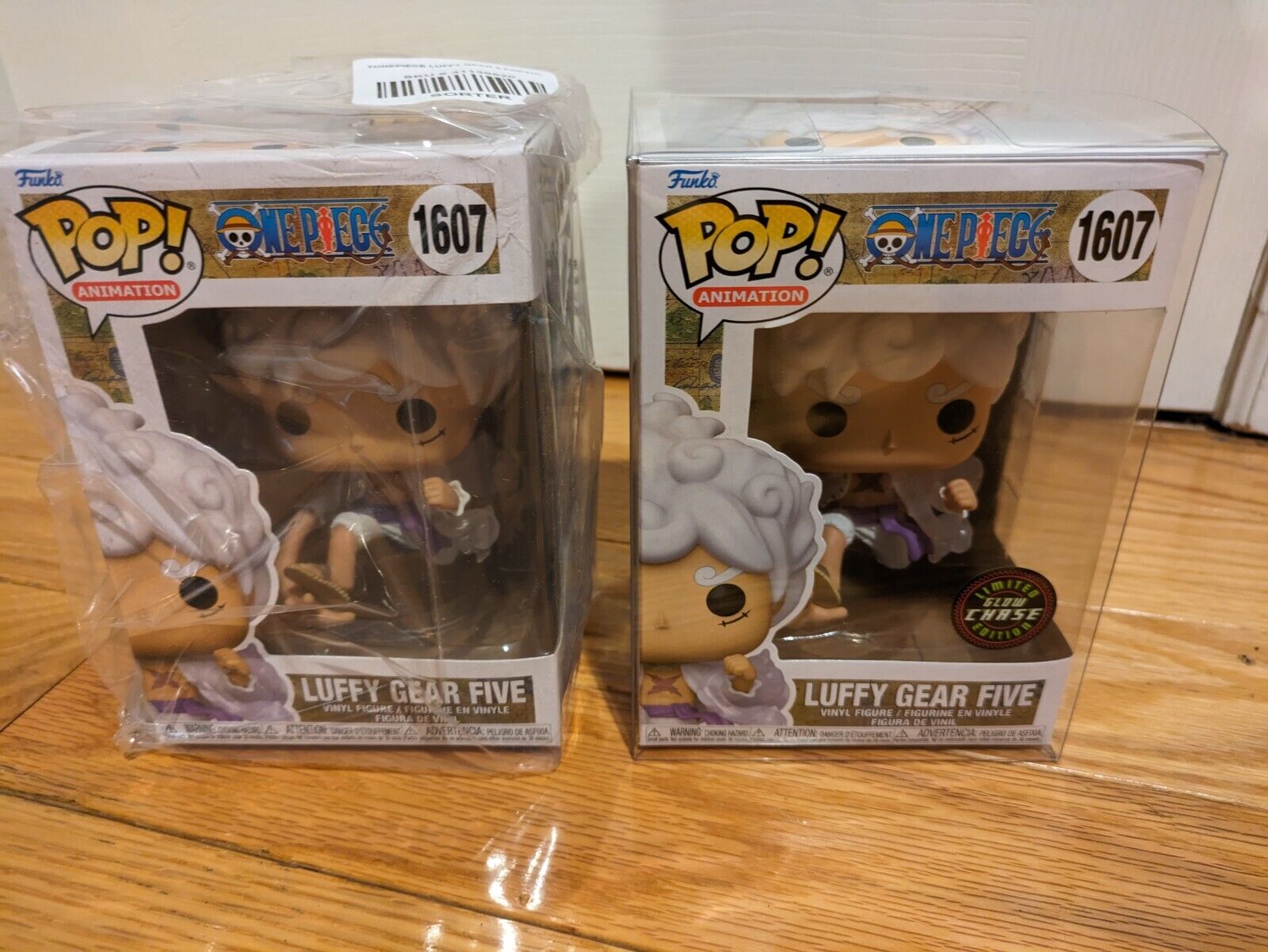 Funko Pop Luffy Gear 5 One Piece GITD GLOW CHASE + Common #1607 + Protector