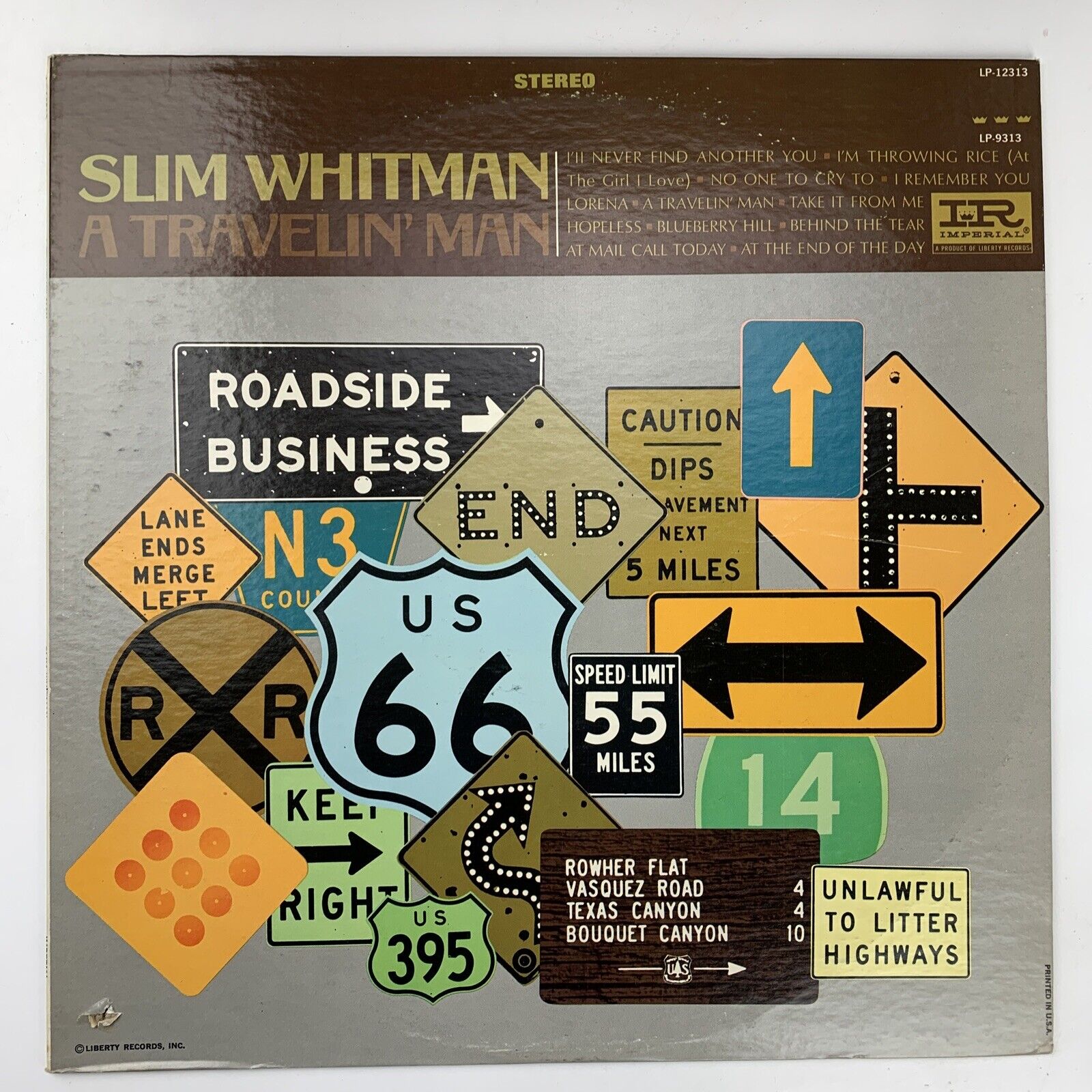 Slim Whitman A Travelin Man LP Record Album Vinyl