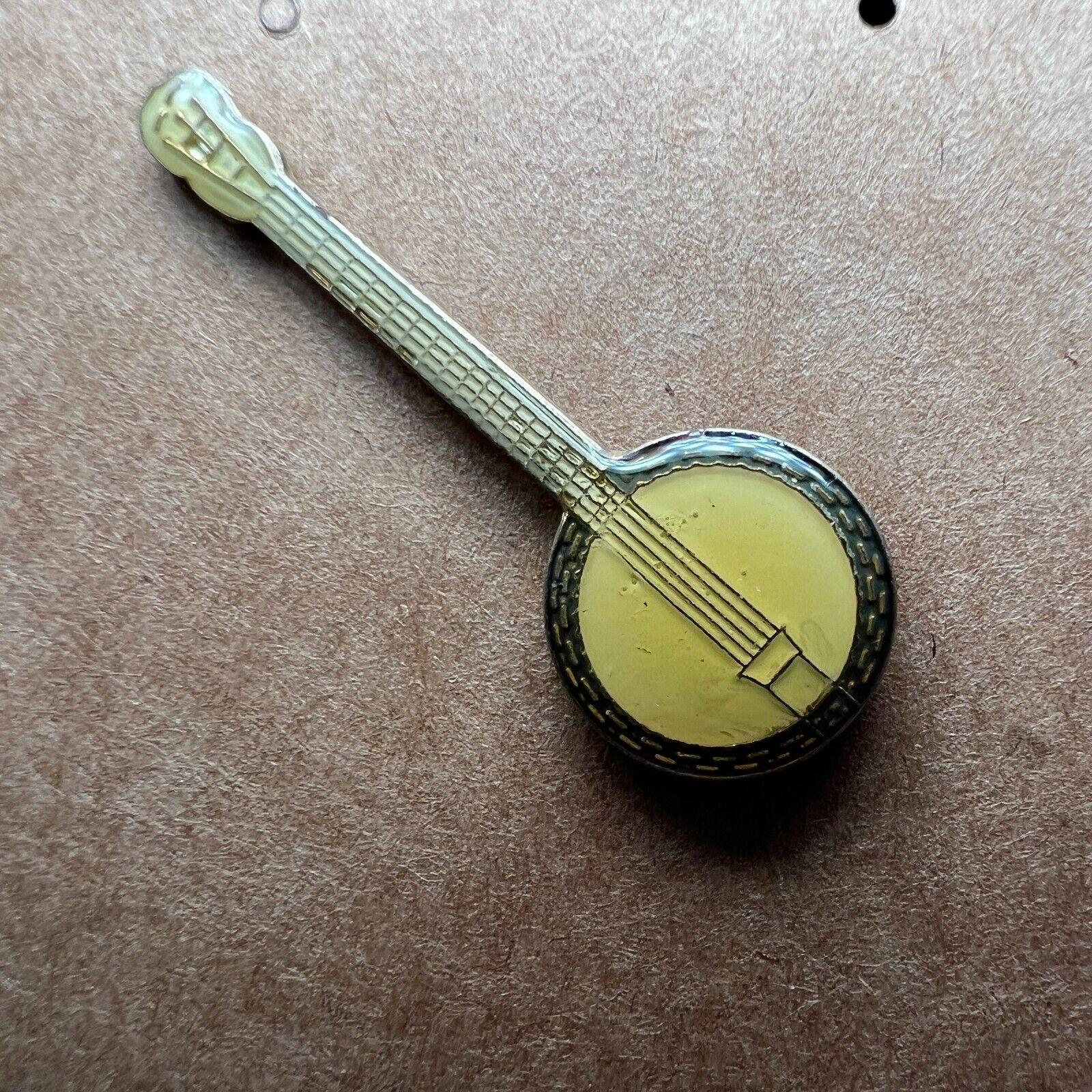 Vintage Lapel Pin Banjo Instrument Guitar 2.5