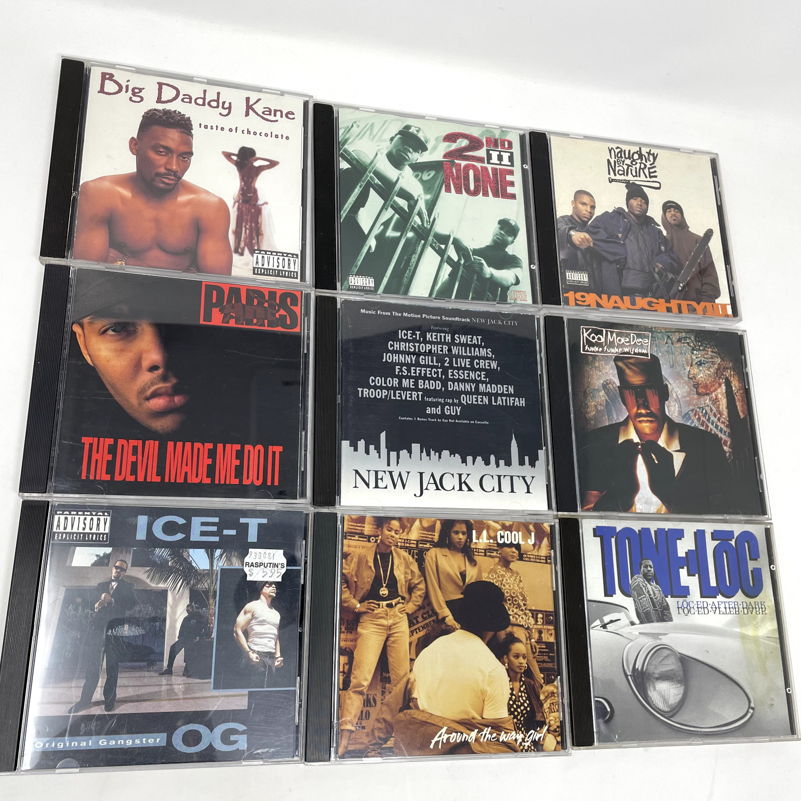 Lot of 9 Classic Vintage 80s 90's Rap Hip Hop CDs Ice T Kool Moe Dee Tone Loc