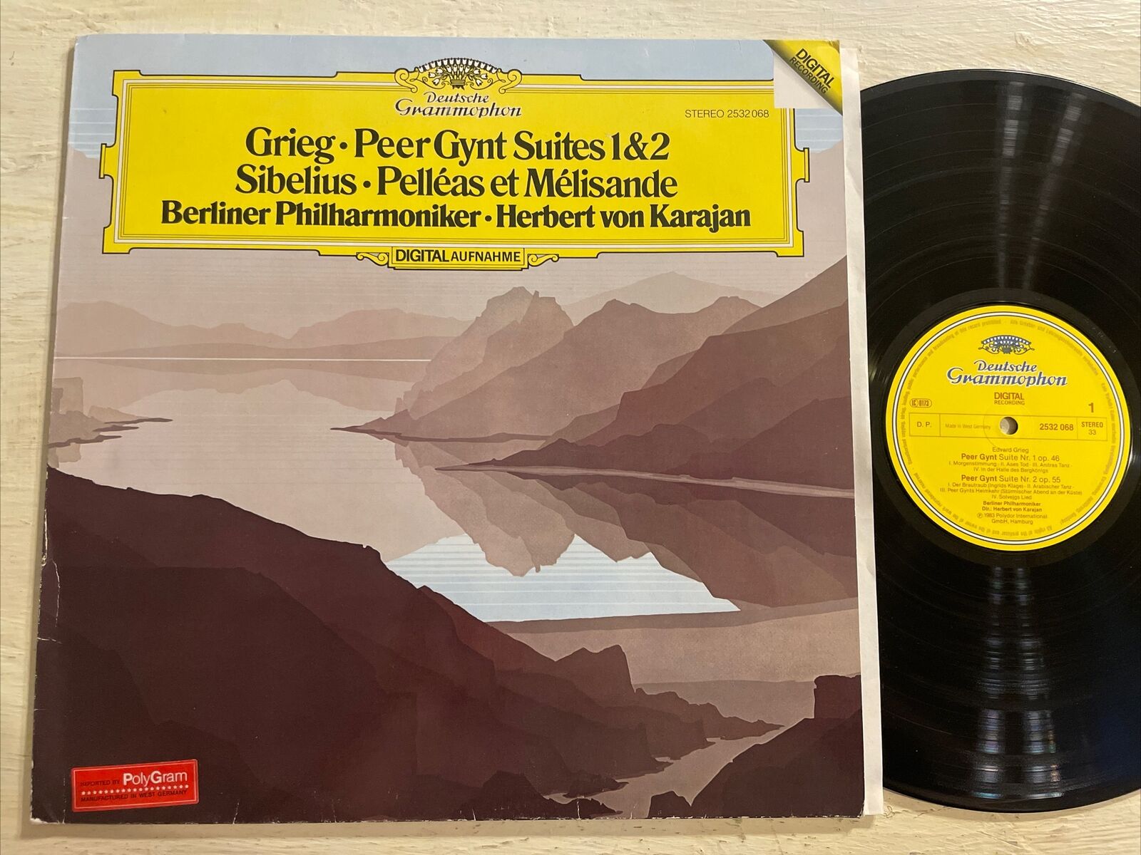 Karajan / Grieg Peer Gynt/ Sibelius LP DG Digital Stereo West Germany 1983 M-