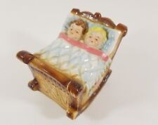 Vintage Porcelain Music Box ROCKING BED PLAYS ROCK A BY BABY WORKS  picture