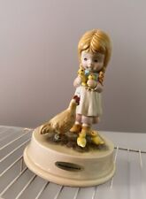 Otagirl Japan Music Box Girl With Chickens Spins & plays True Love Vintage picture