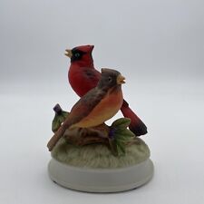 Vintage Gorham Bisque Porcelain Cardinals Red Bird Figurine Music Box Japan VGUC picture