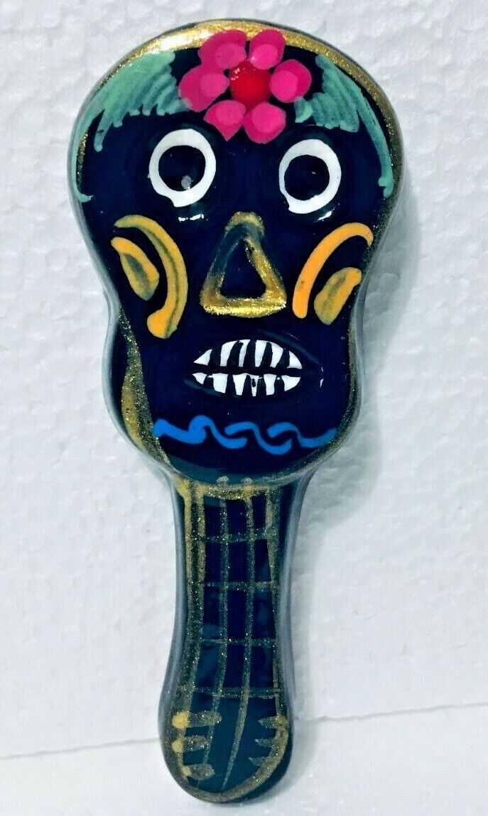 Mexican Talavera Guitar Magnet Folk Art Pottery Refrigerator