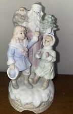 Christmas St Nicholas Vintage Porcelain Music Box Old World Santa Coming To Town picture