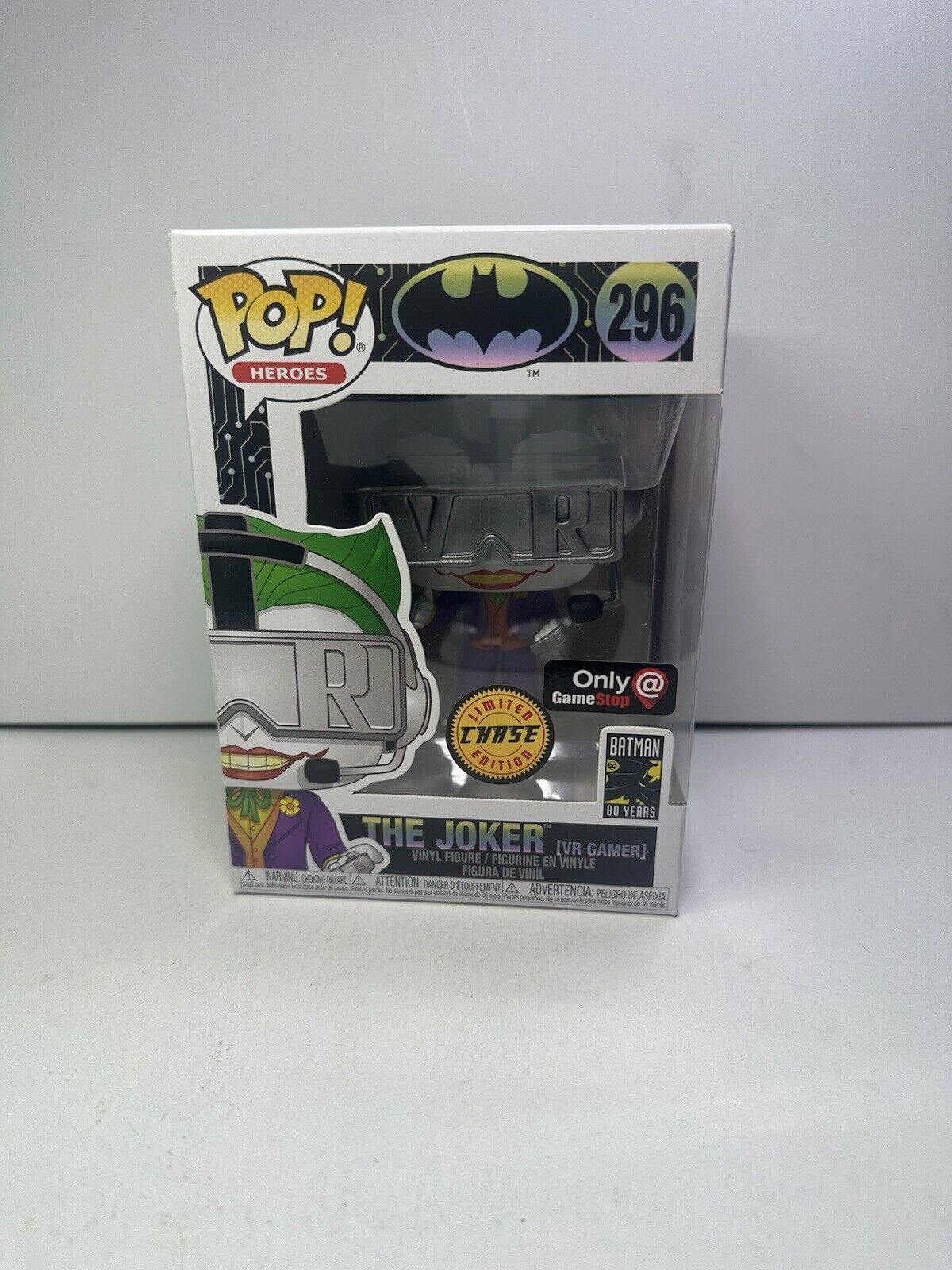 Funko POP The Joker VR Gamer #296 Gamestop Exclusive Chase + Protector