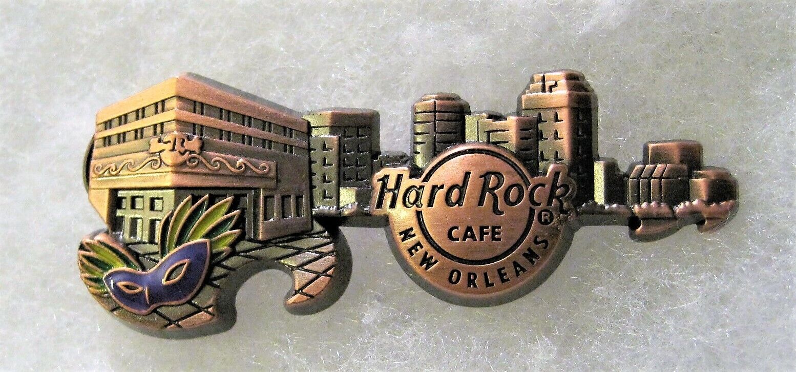 HARD ROCK CAFE NEW ORLEANS 3D BRONZE SKYLINE GUITAR SERIES PIN # 94614