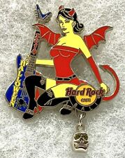 HARD ROCK CAFE BALI SEXY DEVIL GIRL W/ BLUE GUITAR & DANGLING SKULL PIN # 81449 picture