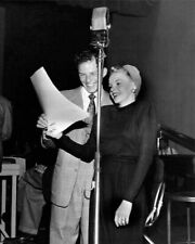 Frank Sinatra studies lyrics with Judy Garland in recording studio 8x10 photo picture