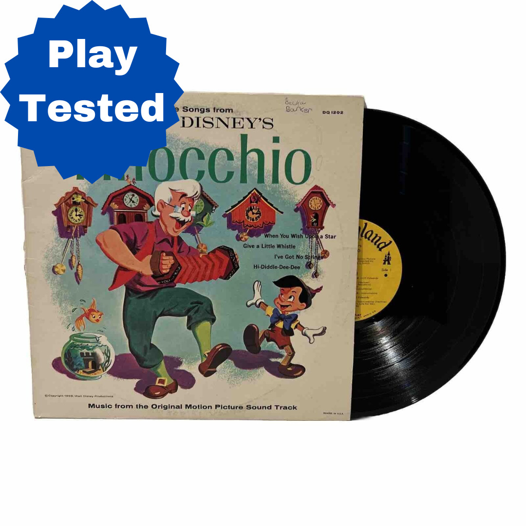 Vintage 1963 Walt Disney\'s Pinocchio LP Sound Track Vinyl Record DQ-1202MO