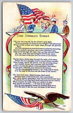 Patriotic WWI Flag~Star Spangled Banner Lyrics~Children Marching Band~Eagle~1917 picture