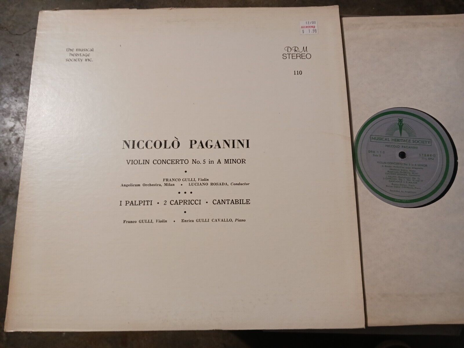 Niccolo Paganini Violin Concerto DRM 110 Franco Gulli RARE