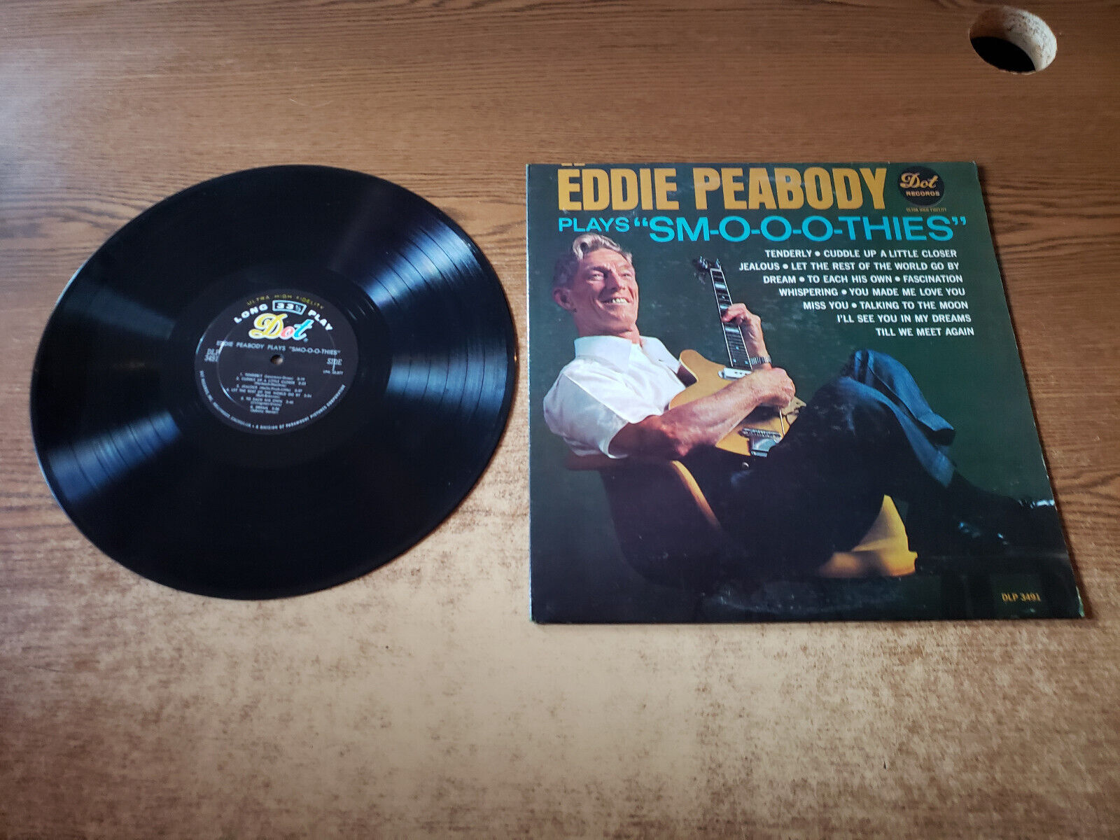 SIGNED AUTHENTICATED 1960s MINT-EXC Eddie Peabody Plays Sm-o-o-o-thies 3491 LP33