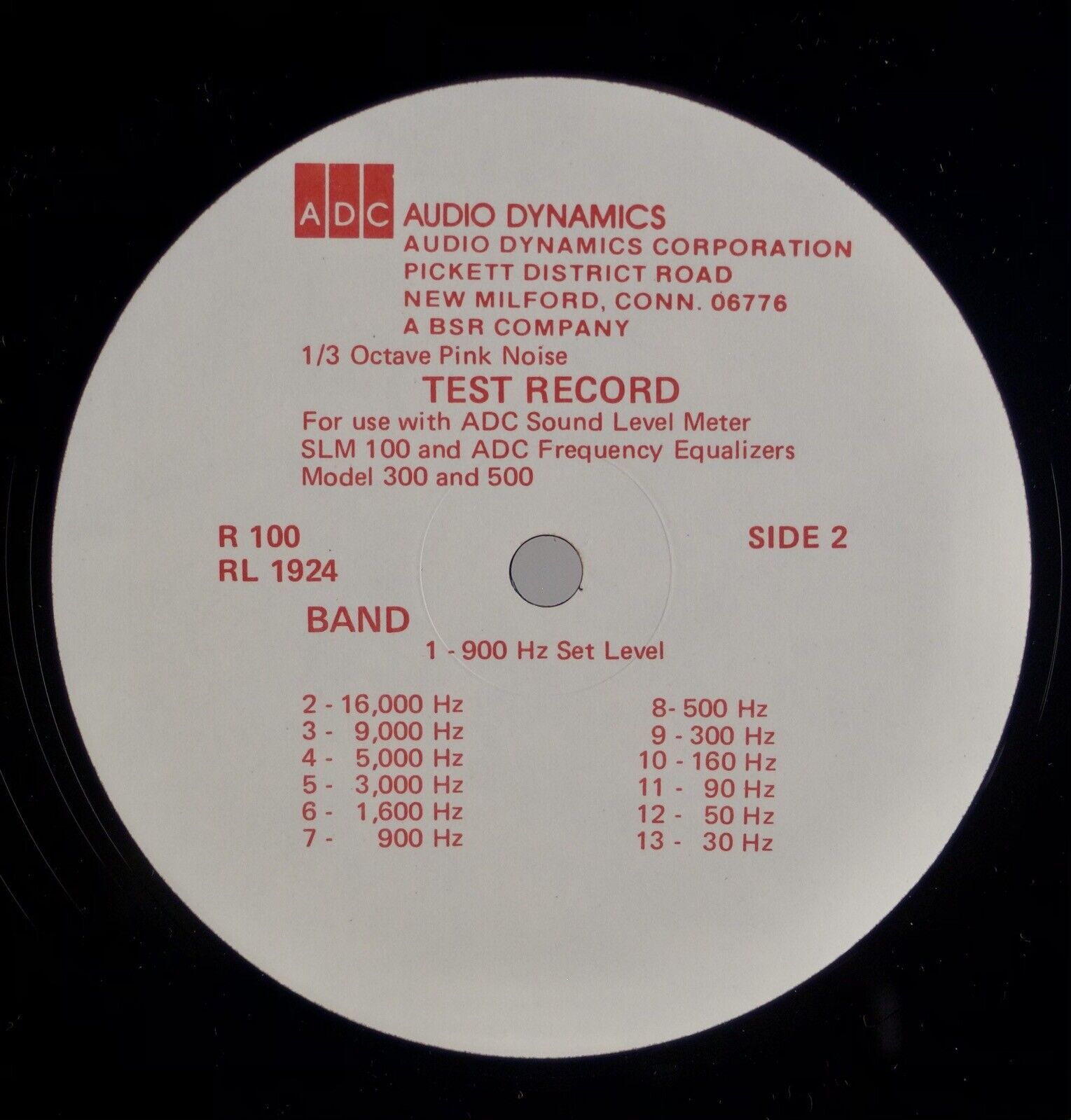 AUDIO DYNAMICS: Test Record BSR Vintage Audiophile 30 Hz Equalizer