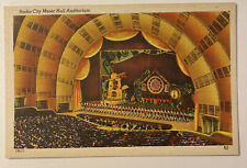Vintage Linen Postcard, Radio City Music Hall Auditorium, New York City picture