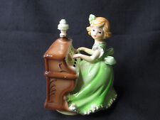 Vintage Girl Playing the Piano music box ceramic revolving picture