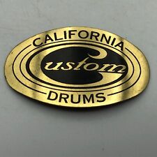 CALIFORNIA CUSTOM DRUMS Emblem Curved Metal Drum Tag Scarce Vintage Advertising picture