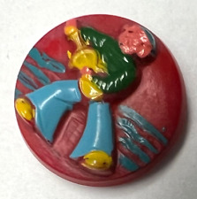 Vintage red casein plastic Button ~13/16