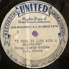 Curly Gribbs 1950s JAZZ VOCAL ACETATE 78 I Fell In Love With A Heartache HEAR picture