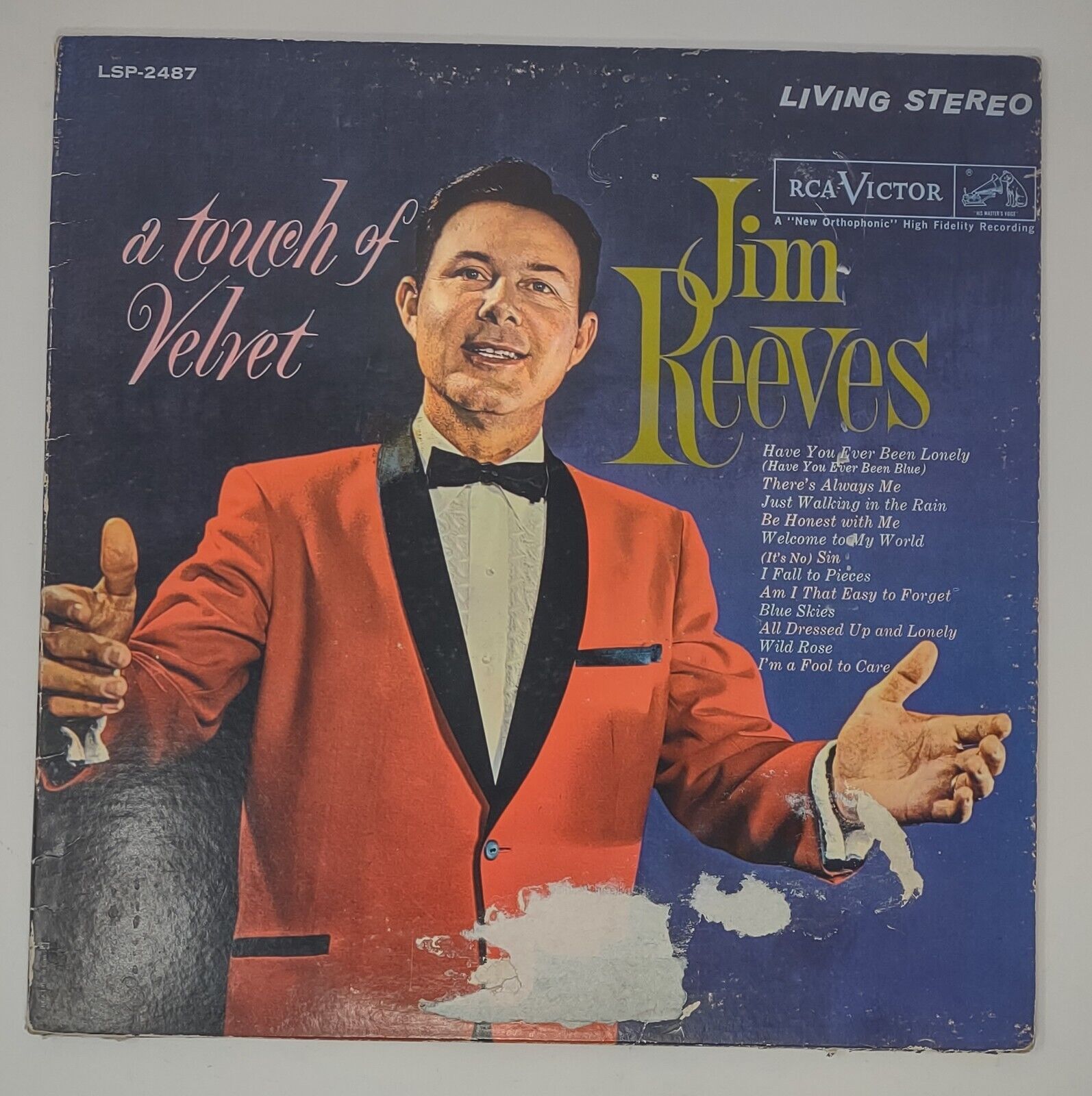 Jim Reeves A touch of Velvet LPM/LSP-2487 Pop, Country 12 Songs RCA Victor Label