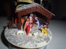 Vintage Christmas Nativity Manger Plastic Music Box~ Plays Music Revolves Kresge picture