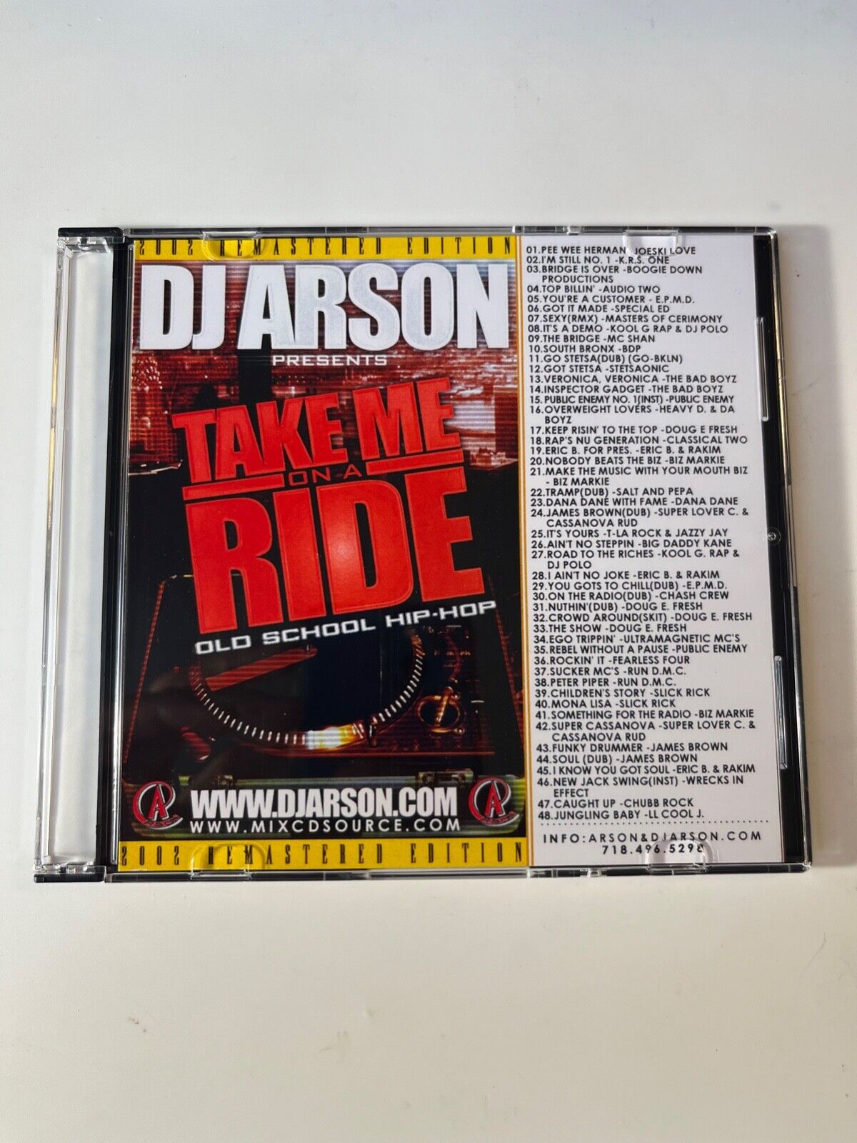 DJ ARSON TAKE ME ON A RIDE OLD SCHOOL HIP HOP NYC PROMO MIXTAPE MIX CD