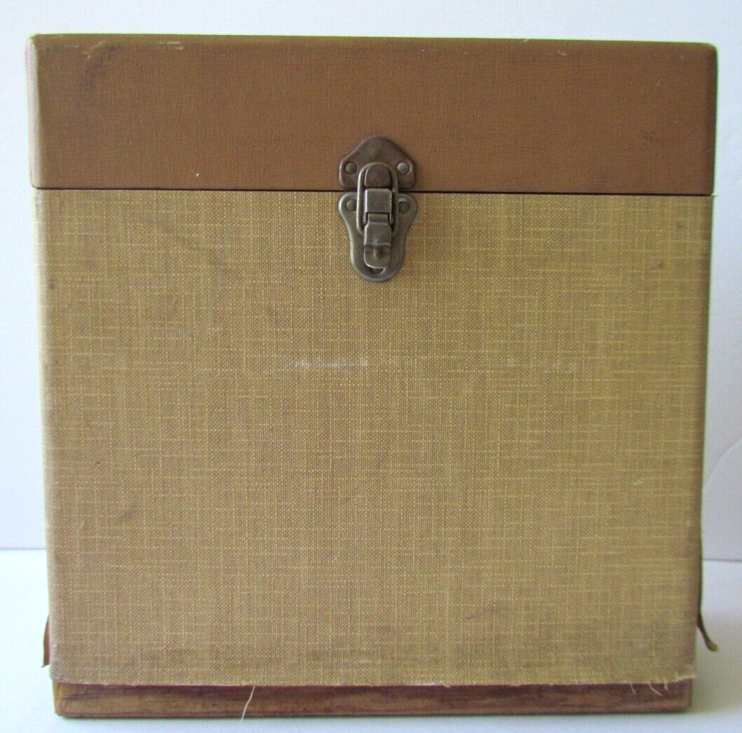 Vintage GENUINE CAROL PRODUCT Wooden Record Carrying Case Holder