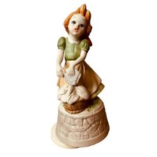 Vintage Girl Doing Her Wash Ceramic Figurine Music Box FLAWED picture
