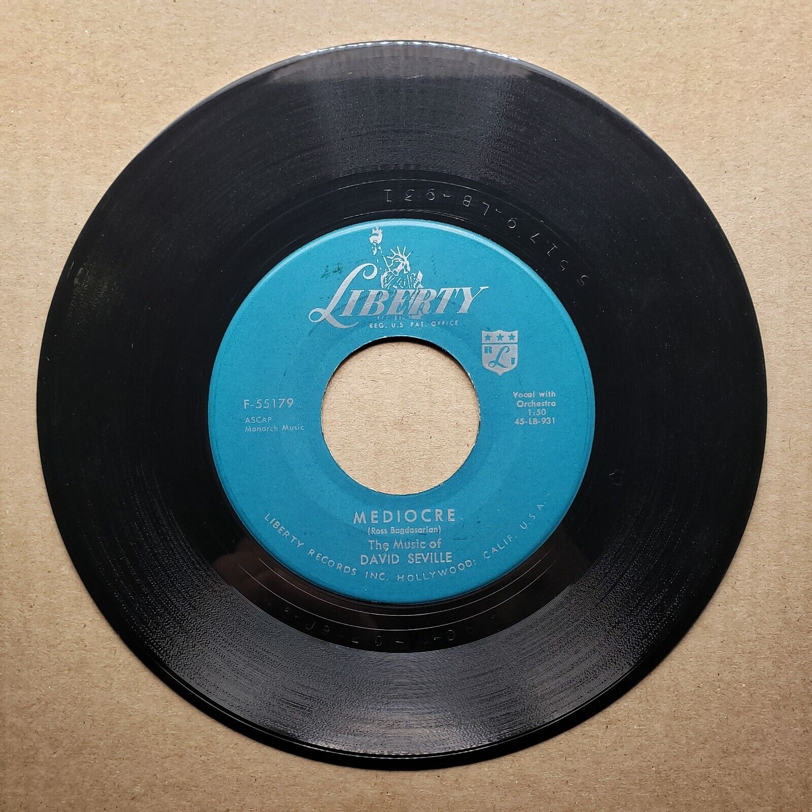 David Seville and the Chipmunks - Alvin's Harmonica; Mediocre - Vinyl 45 RPM