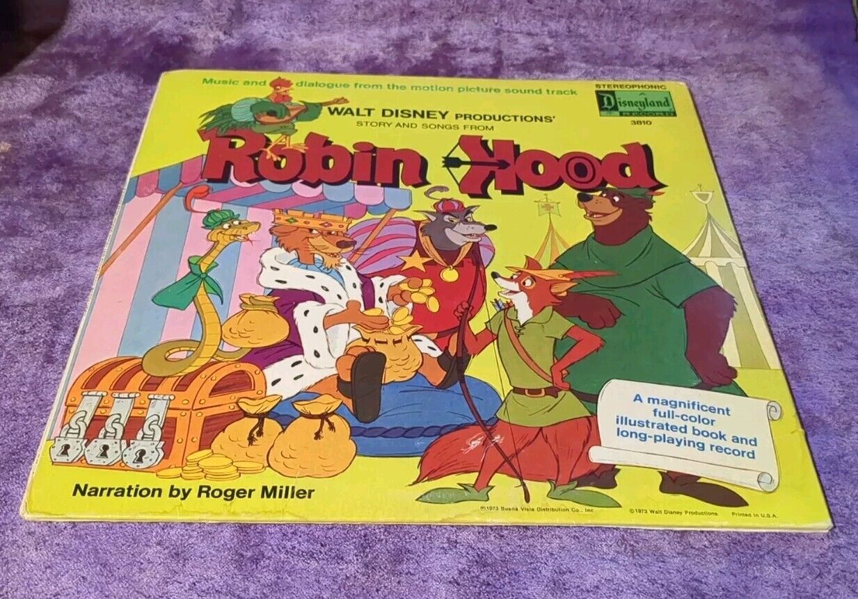 ROBIN HOOD Disneyland Record Story Book Vinyl Album LP 1973 Music And Dialogue 